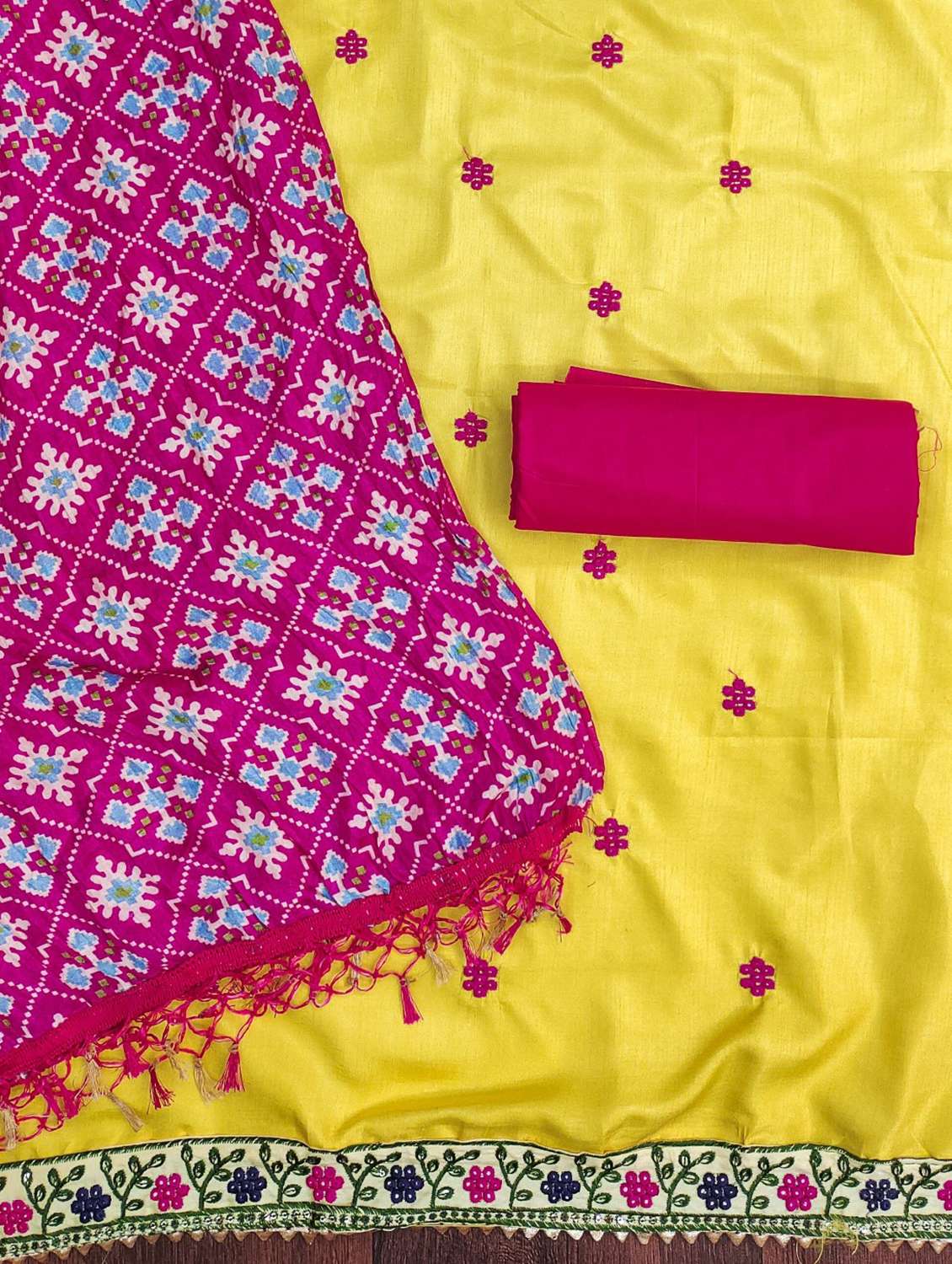 women solid with work embroidered unstitched suit set - 21980121 -  Standard Image - 2