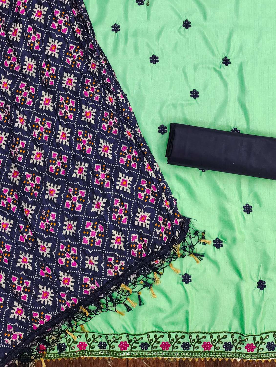 women solid with work embroidered unstitched suit set - 21980122 -  Standard Image - 2