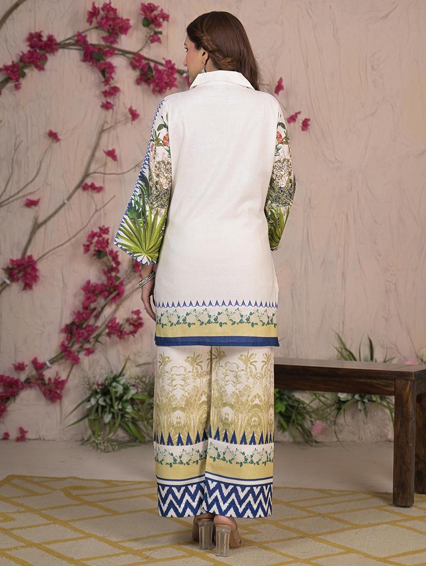 women printed three quarter sleeve ethnic co-ord set - 21980130 - Standard Image - 2