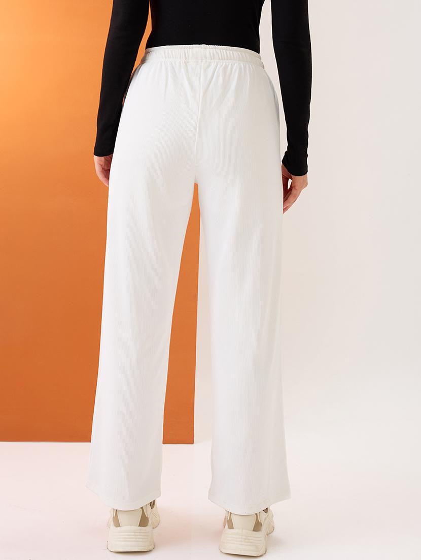 women white self design mid-rise stretchable straight fit trousers - 21980146 - Standard Image - 2