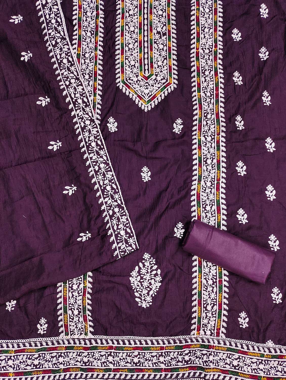 women solid with work embroidered unstitched suit set - 21980166 -  Standard Image - 2