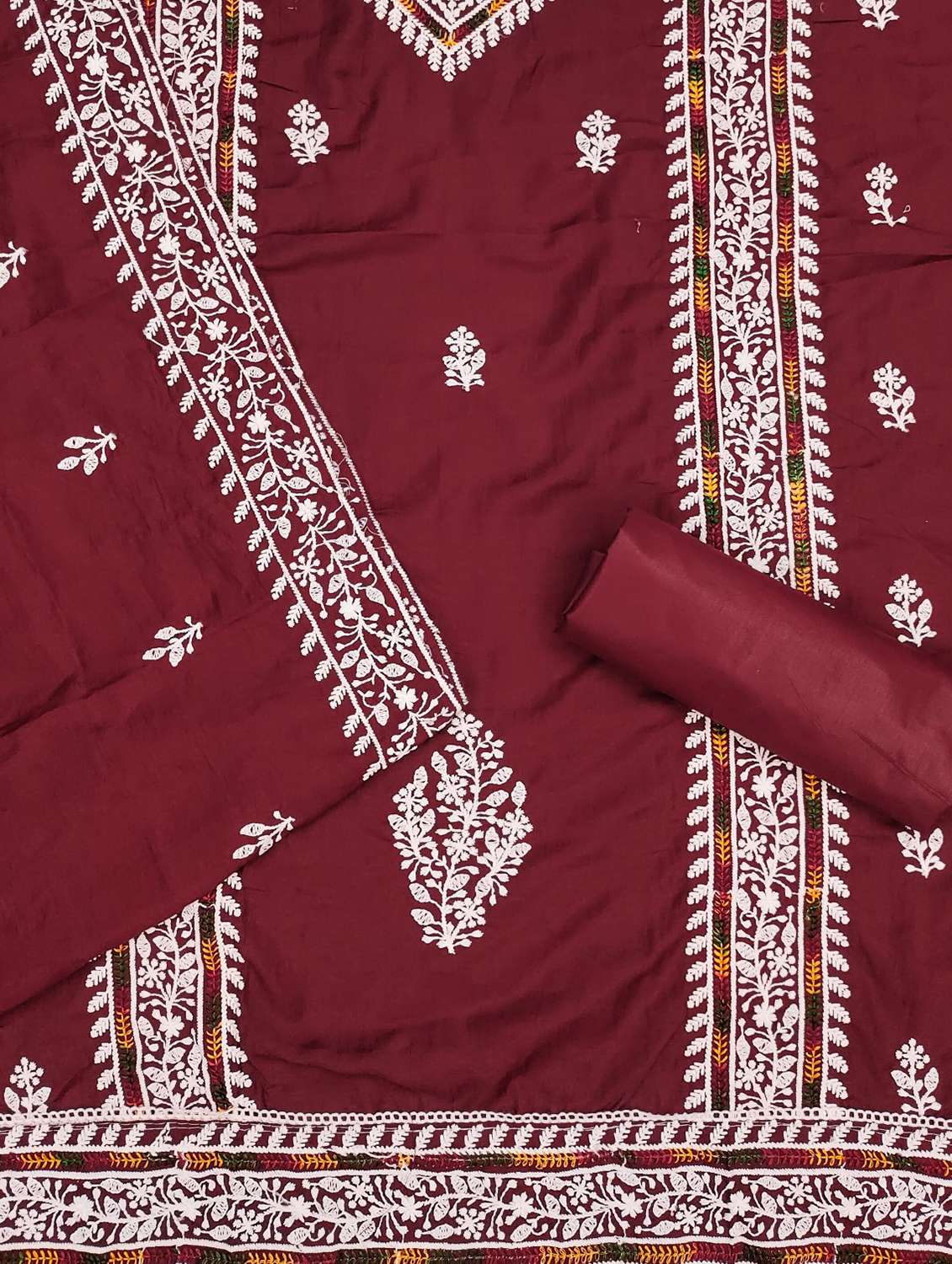 women solid with work embroidered unstitched suit set - 21980168 -  Standard Image - 2