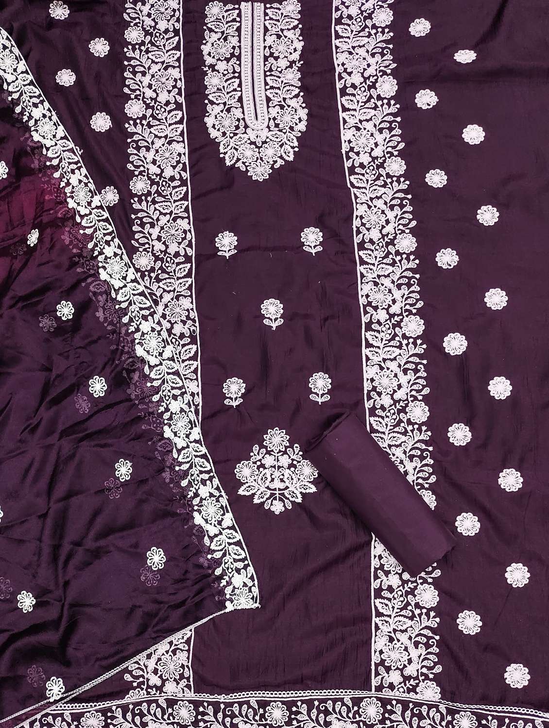 women solid with work embroidered unstitched suit set - 21980205 -  Standard Image - 2