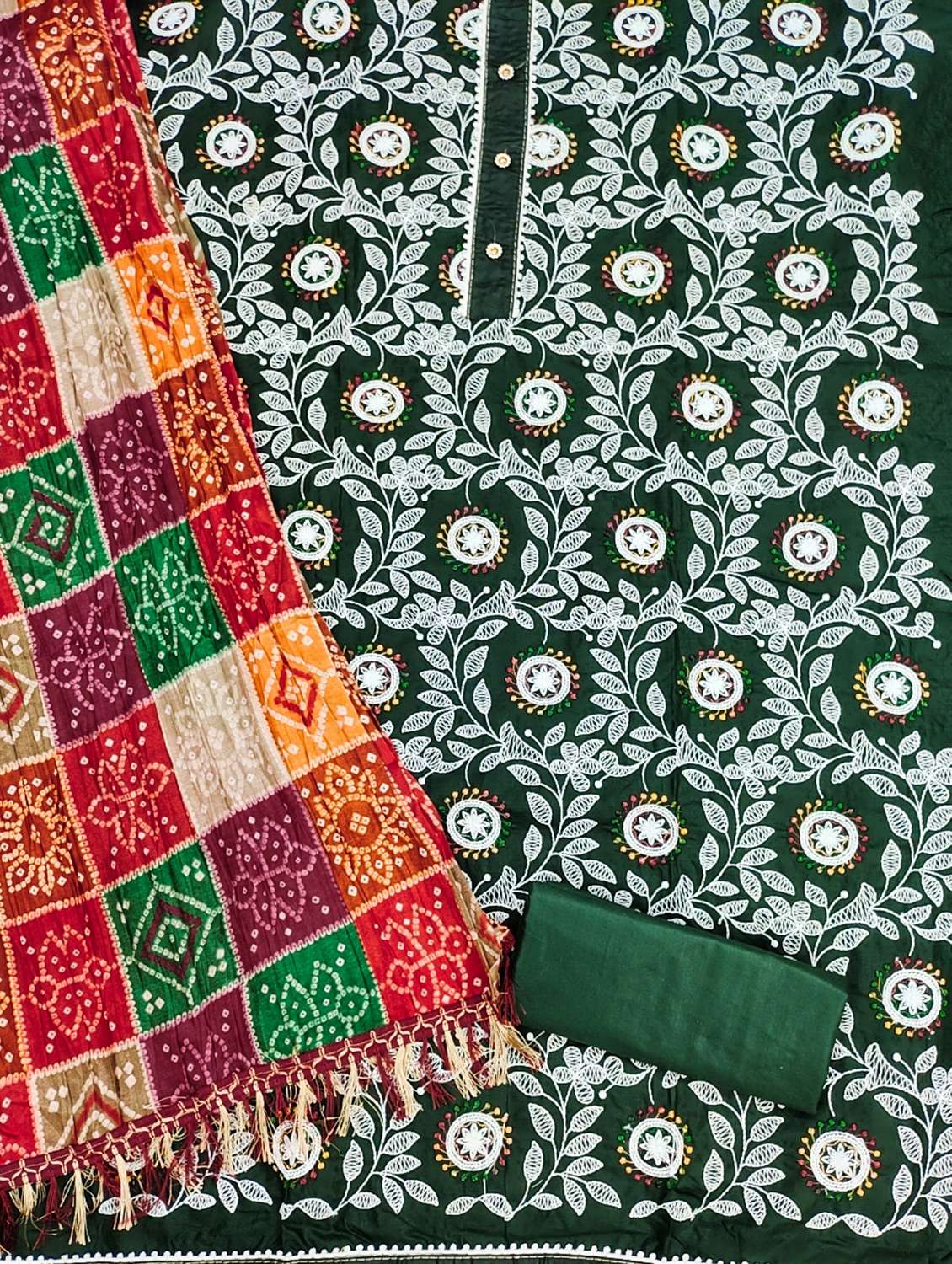 women solid with work embroidered unstitched suit set - 21980232 -  Standard Image - 2