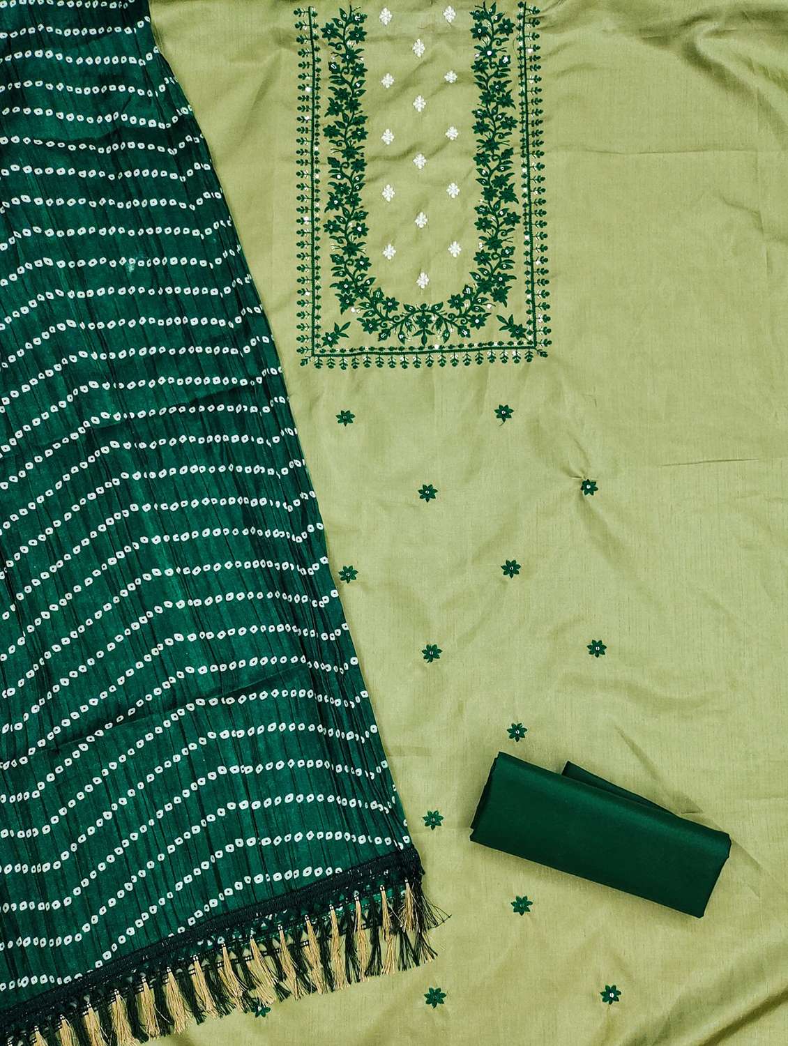 women solid with work embroidered unstitched suit set - 21980241 - Standard Image - 2