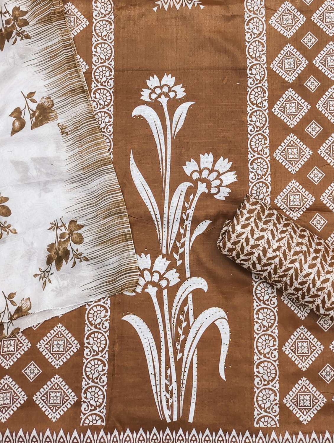 women printed embellished unstitched suit set - 21980252 -  Standard Image - 2