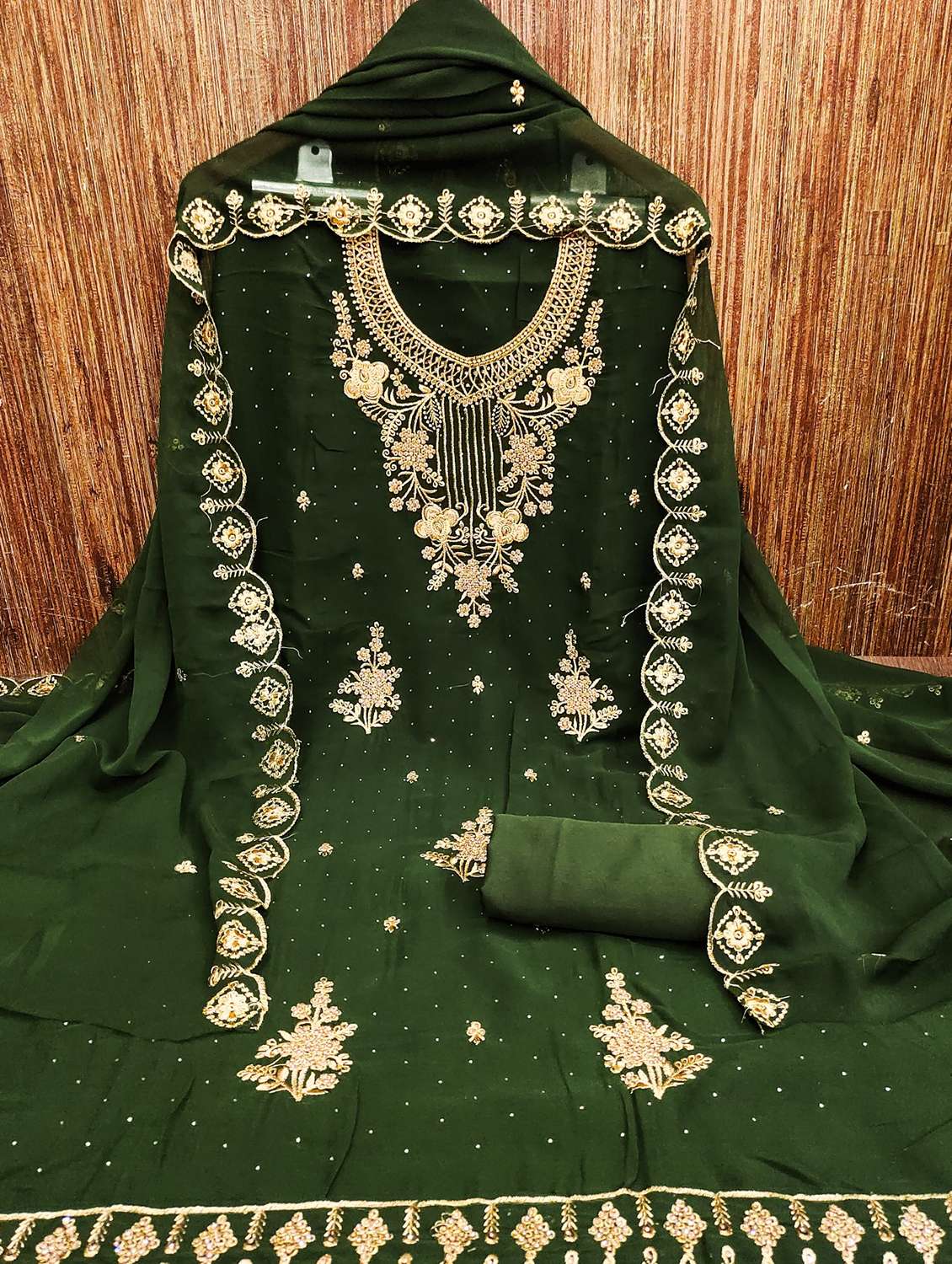 women solid with work embroidered unstitched suit set