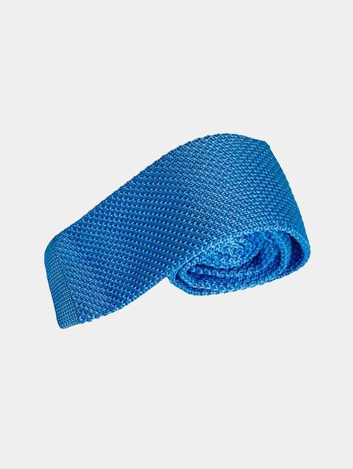 men blue self designed tie - 21980308 - Standard Image - 0