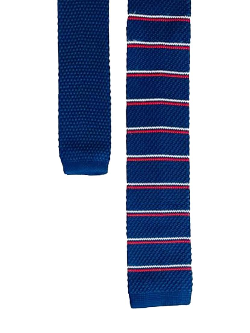 men blue self designed knitted tie - 21980319 - Standard Image - 2