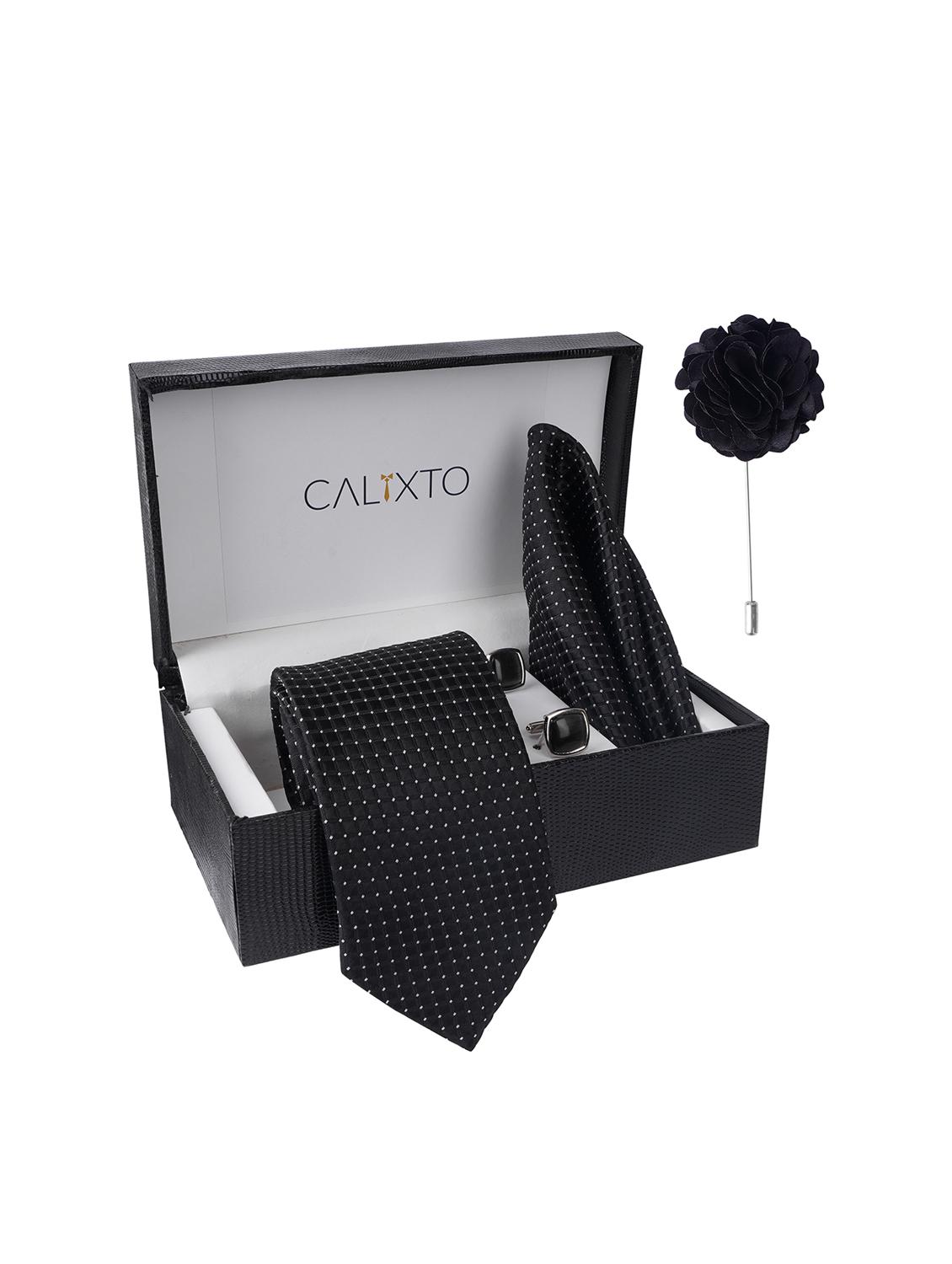 necktie gift set with pocket square cufflinks & brooch pin tie for men - 21980327 - Standard Image - 2