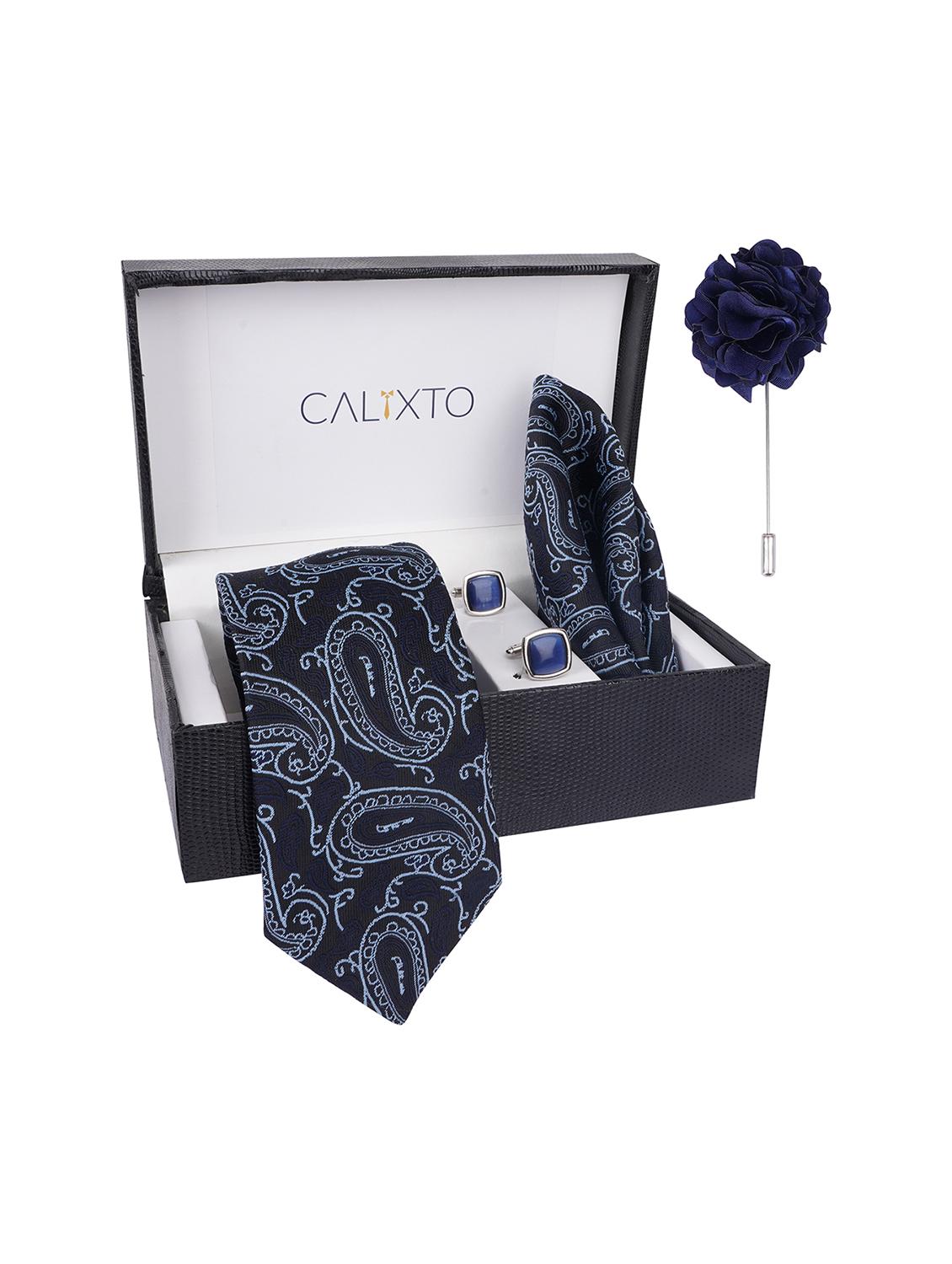 necktie gift set with pocket square cufflinks & brooch pin tie for men - 21980333 - Standard Image - 2