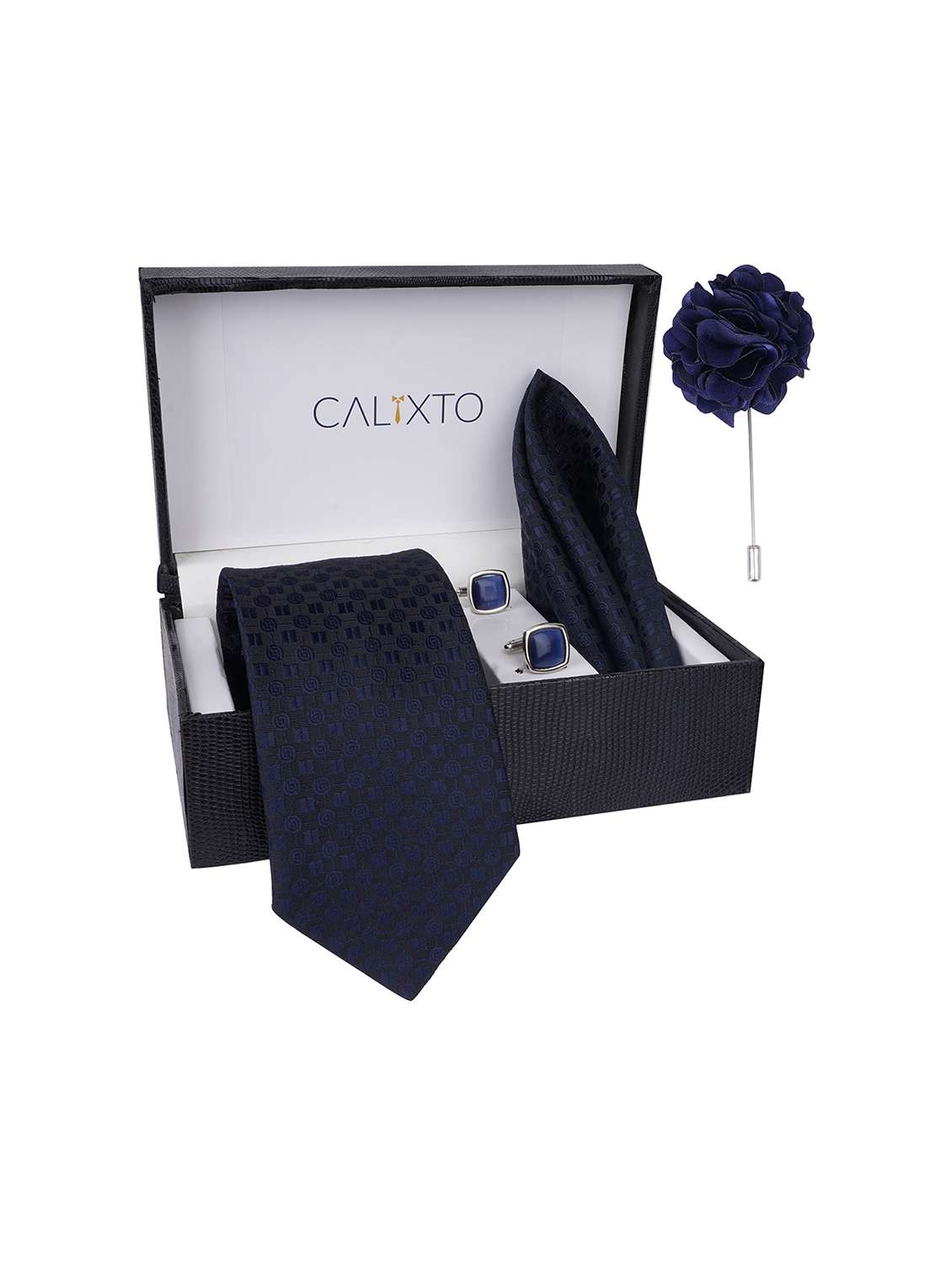 necktie gift set with pocket square cufflinks & brooch pin tie for men - 21980336 - Standard Image - 2