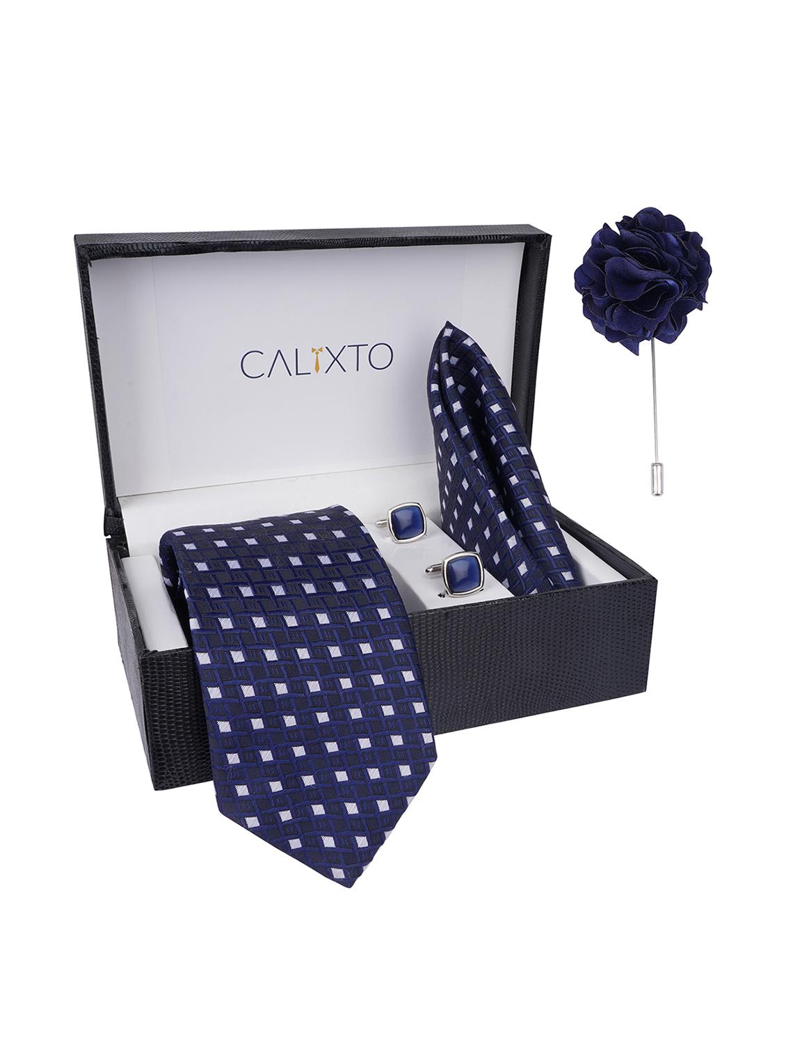 necktie gift set with pocket square cufflinks & brooch pin tie for men - 21980338 - Standard Image - 2