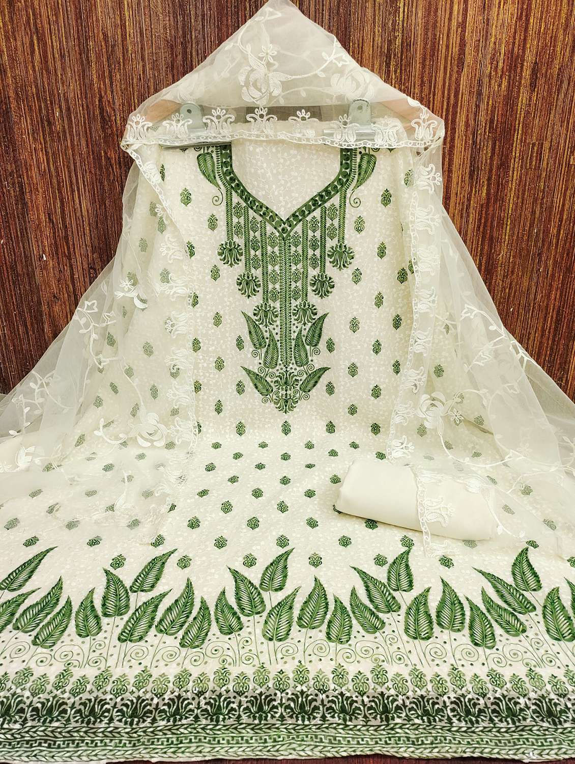 women printed embroidered unstitched suit set