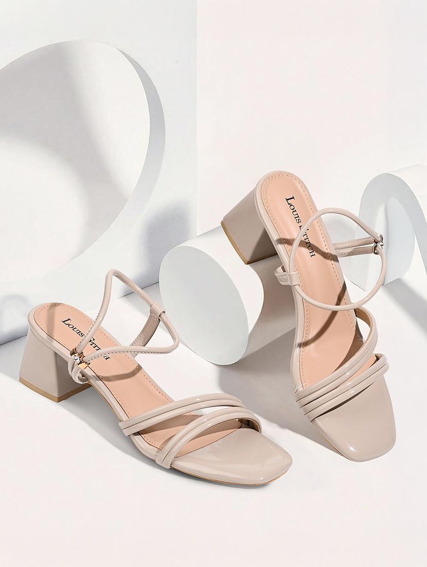 women beige solid back strap block heels - 21980376 -  Zoom Image - 0