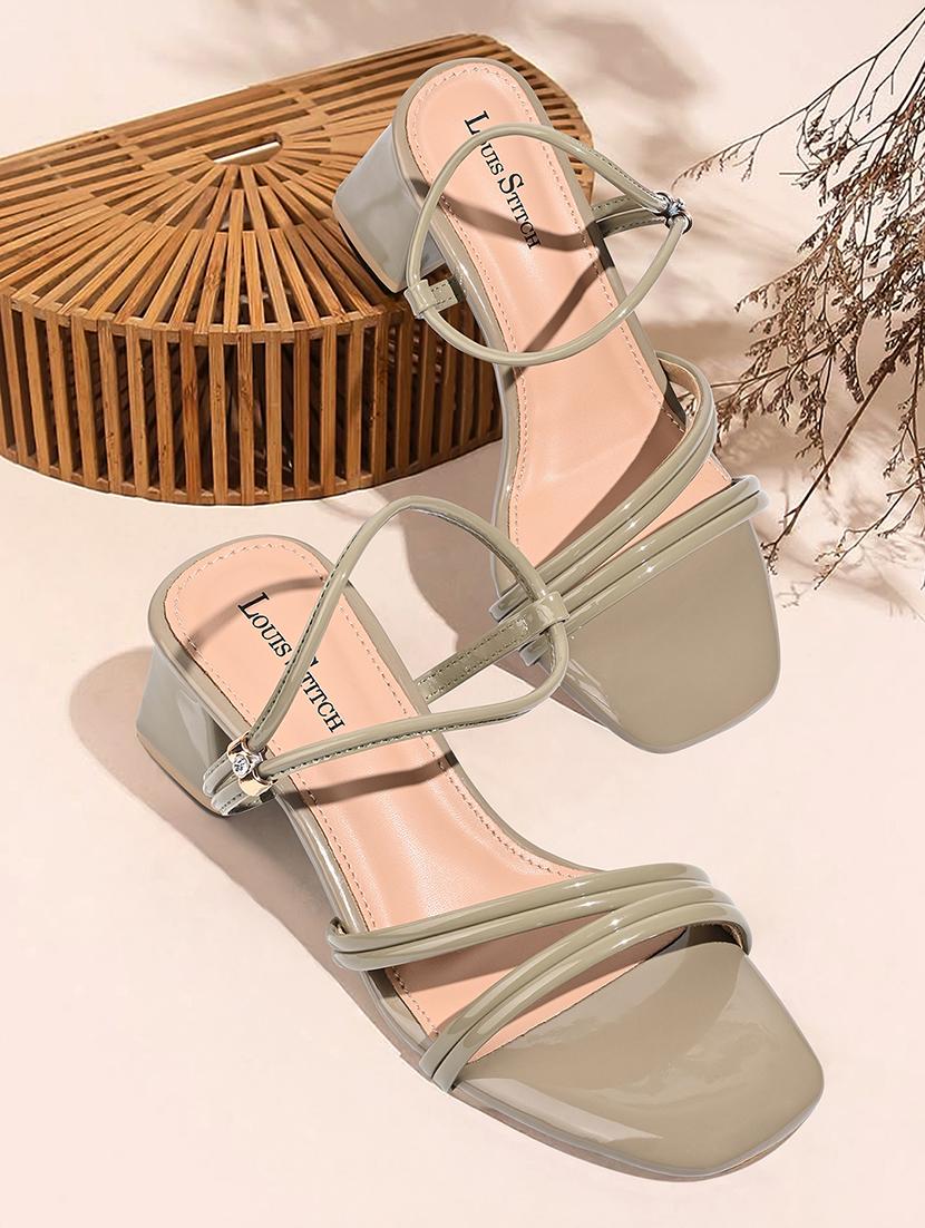 women olive solid back strap block heels - 21980377 - Zoom Image - 0