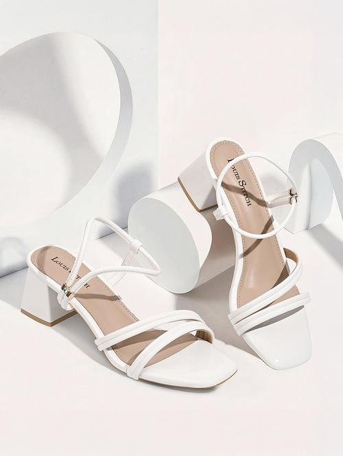 women white solid back strap block heels - 21980378 -  Standard Image - 0