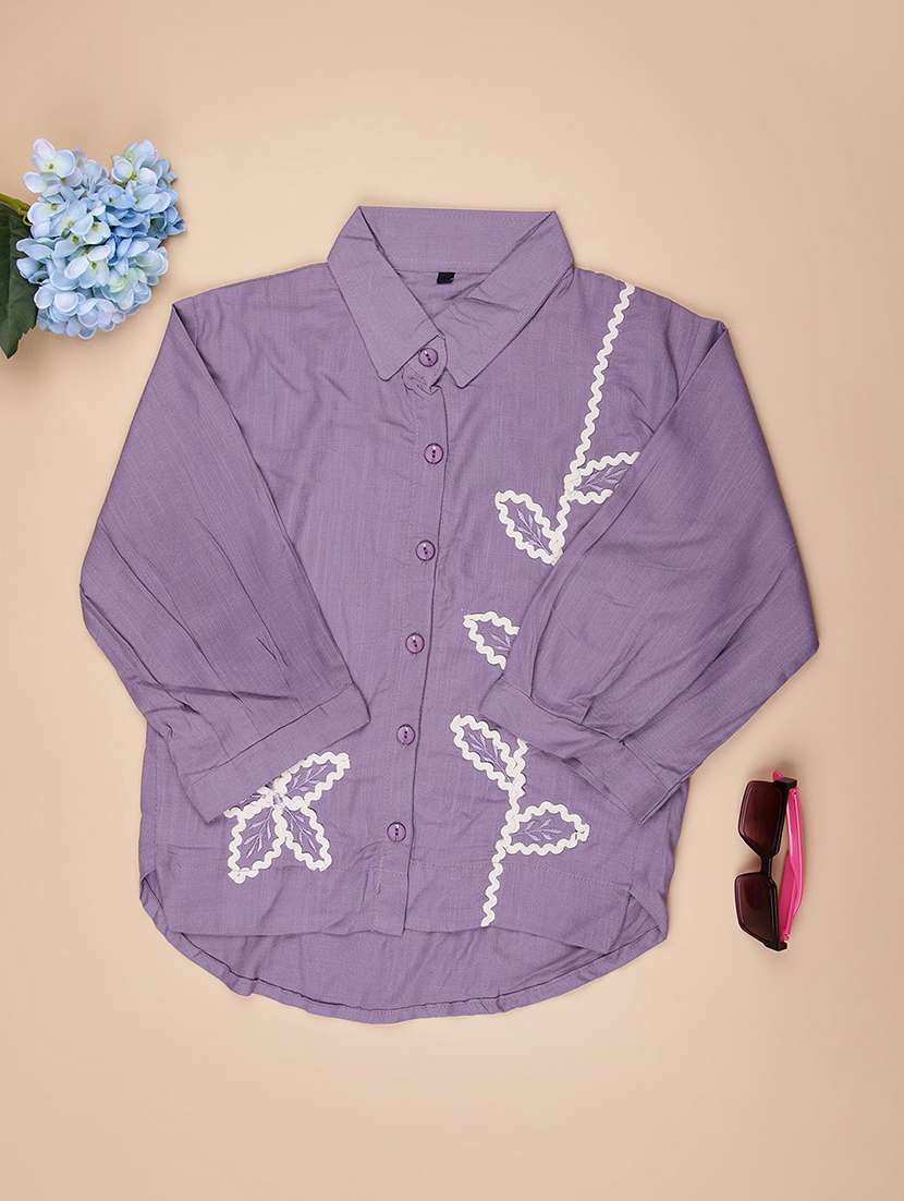 girls self designed long sleeve collared shirt