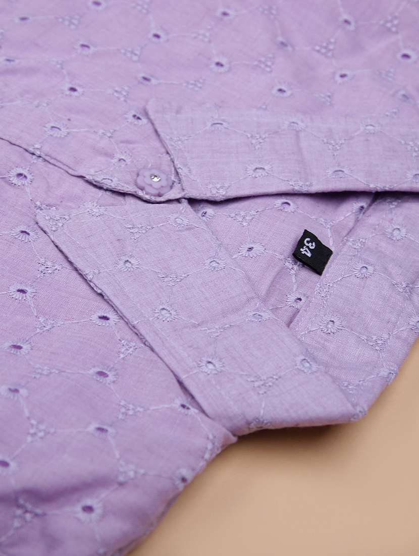 girls self designed collared puff sleeve top - 21980564 -  Standard Image - 2