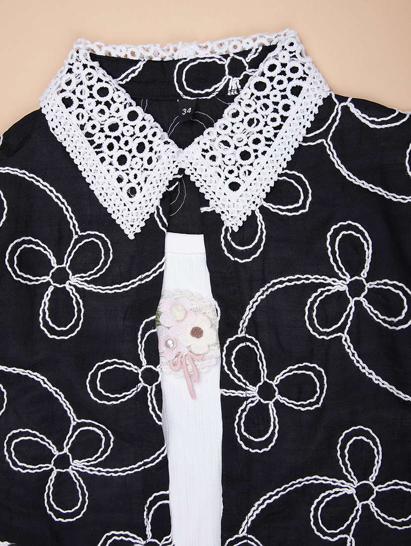 girls self designed collared puff sleeve top - 21980567 -  Standard Image - 2