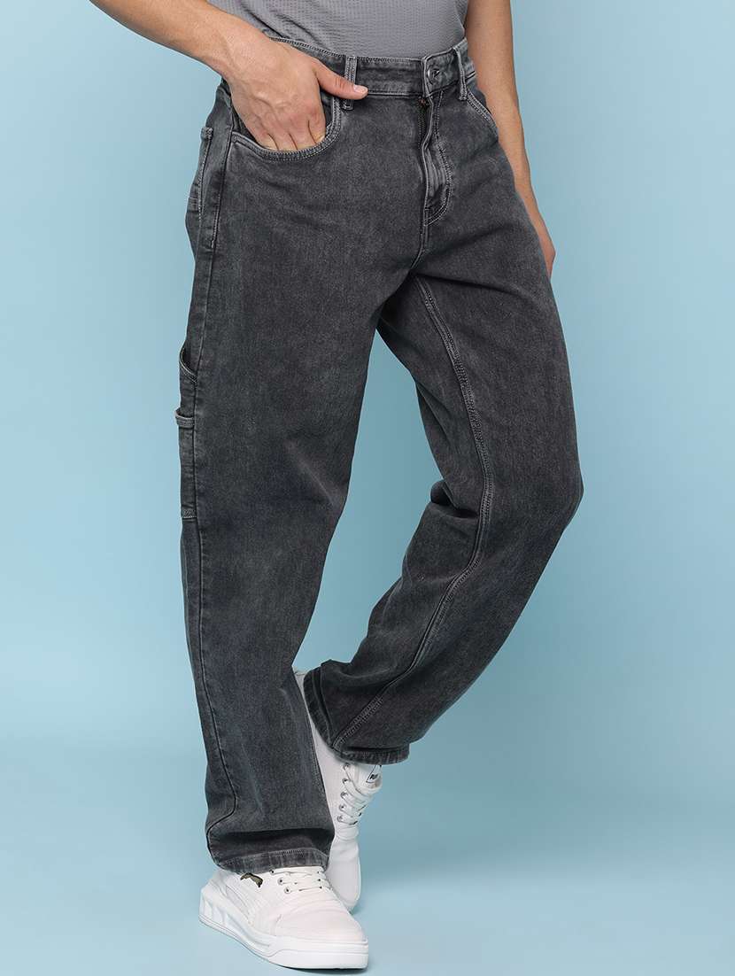 Men Plain Mid Rise Full Length Straight Jeans - 21980796 -  Standard Image - 2