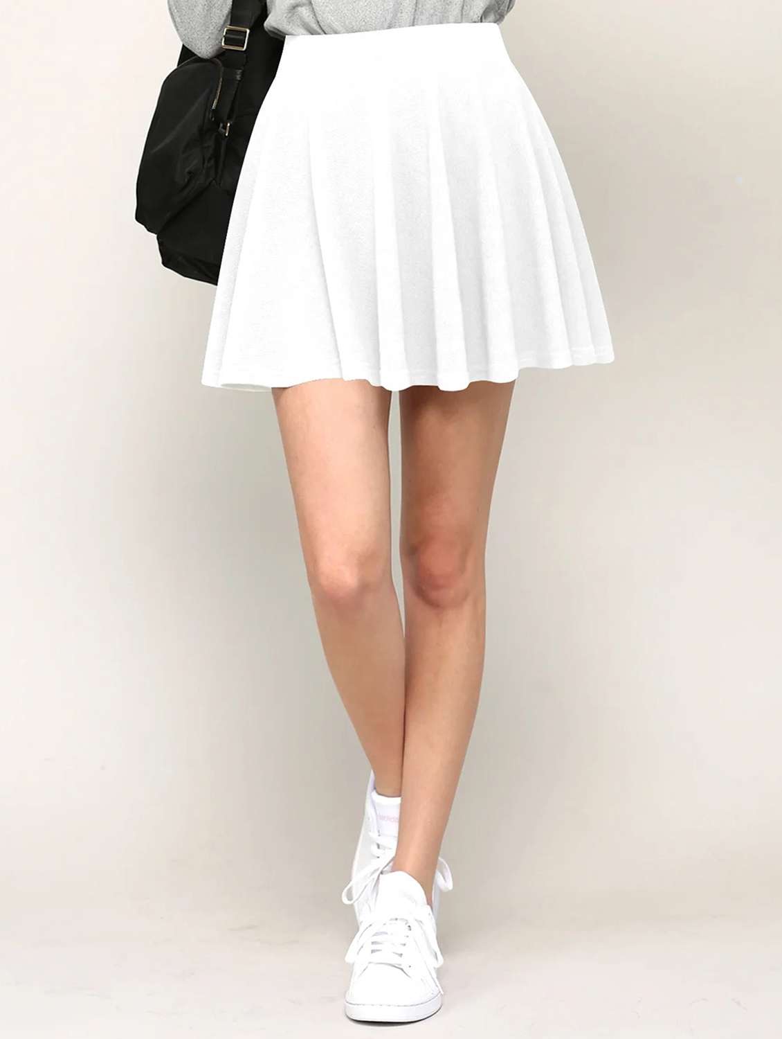 women white solid high rise skater skirt - 21980872 -  Zoom Image - 0