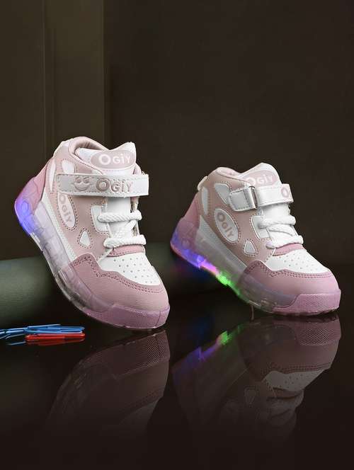 kids pink lace up high ankle sneaker - 21980884 -  Standard Image - 0