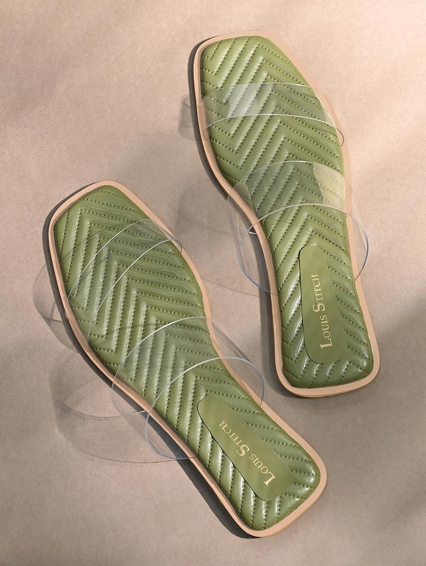 women green solid slip on flat - 21980900 - Zoom Image - 0