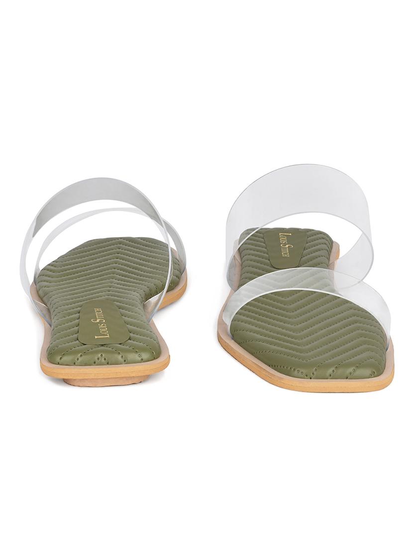 women green solid slip on flat - 21980900 - Standard Image - 2