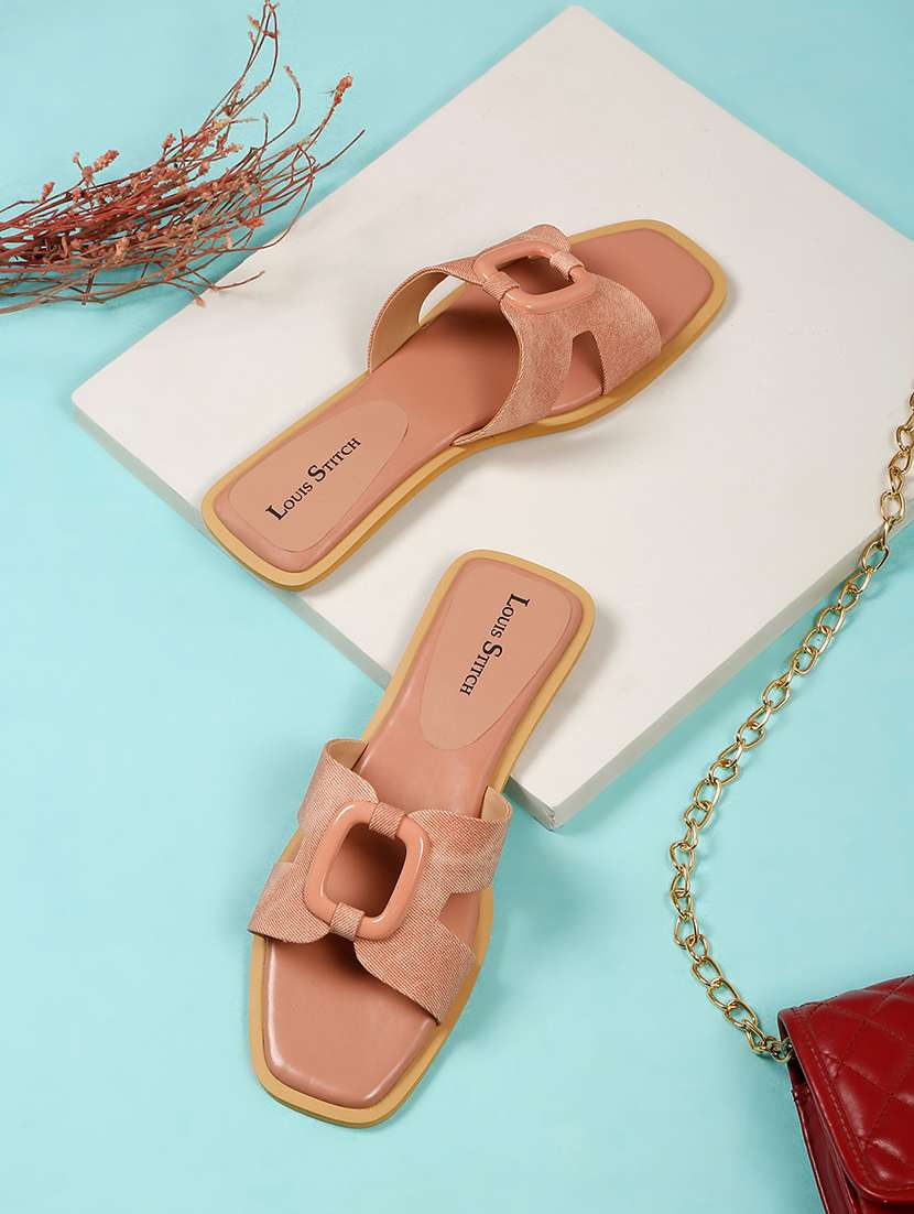 women nude solid slip on flat