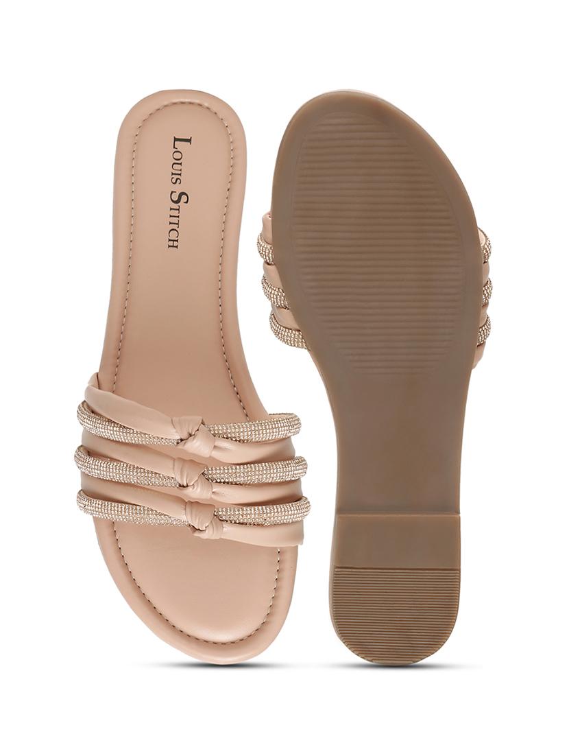 women nude embellished slip on flat - 21980905 - Standard Image - 2