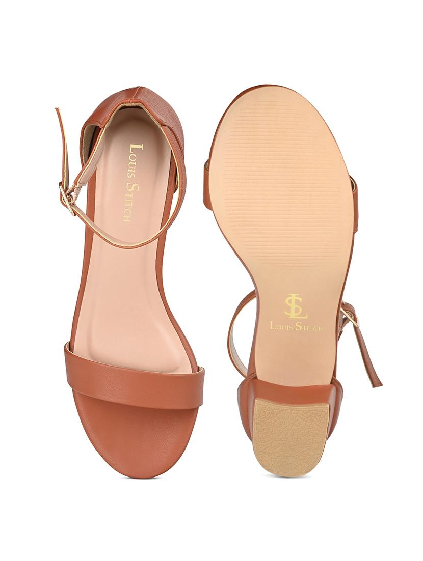 women solid ankle strap block sandal - 21980909 - Standard Image - 2