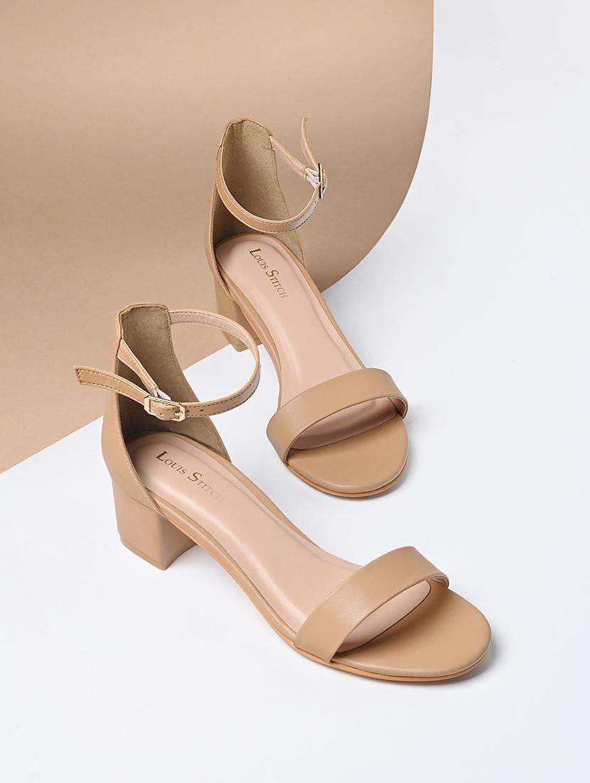 women solid ankle strap block sandal - 21980910 - Zoom Image - 0