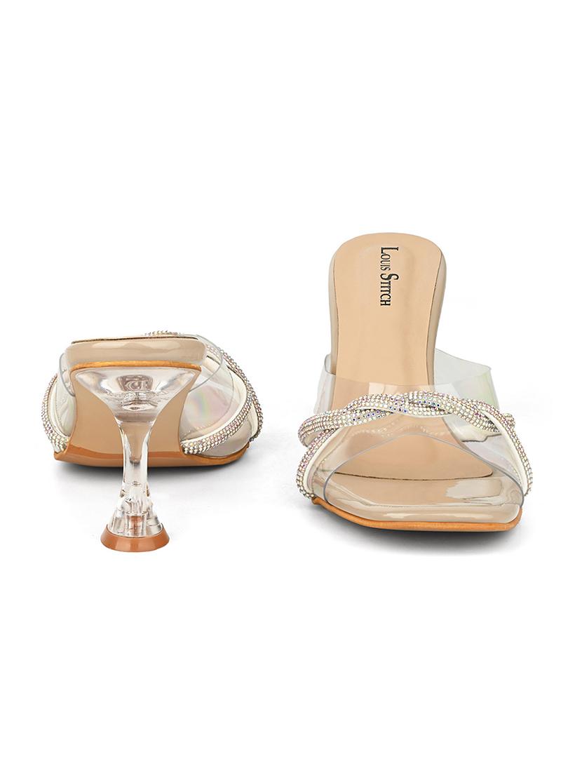 women nude embellished slip on heels - 21980917 - Standard Image - 2