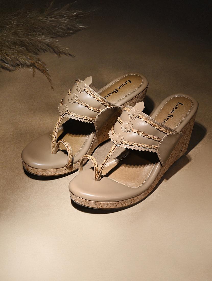 women beige solid slip on wedge - 21980925 -  Zoom Image - 0