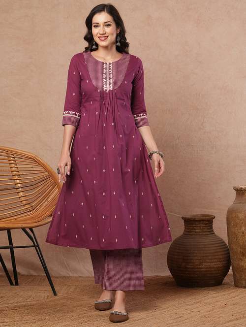 women self designed round neck a-line kurta with pocket - 21980938 - Standard Image - 0