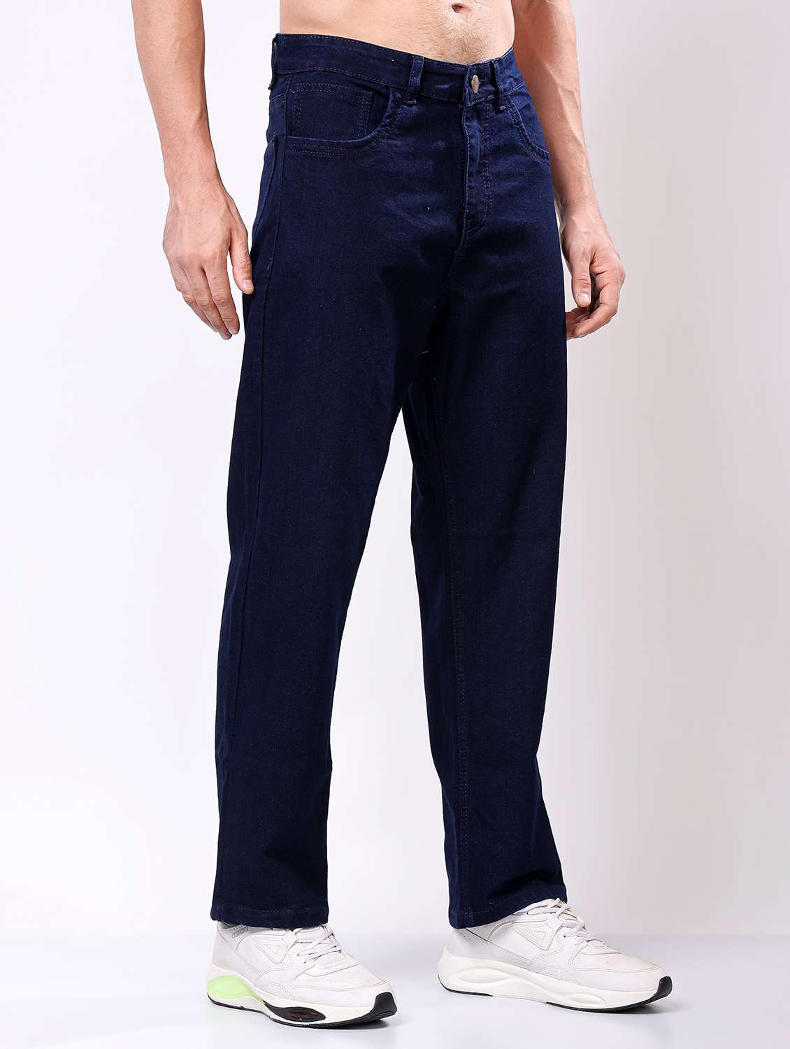 men navy blue mid rise full length jeans - 21980961 - Standard Image - 2