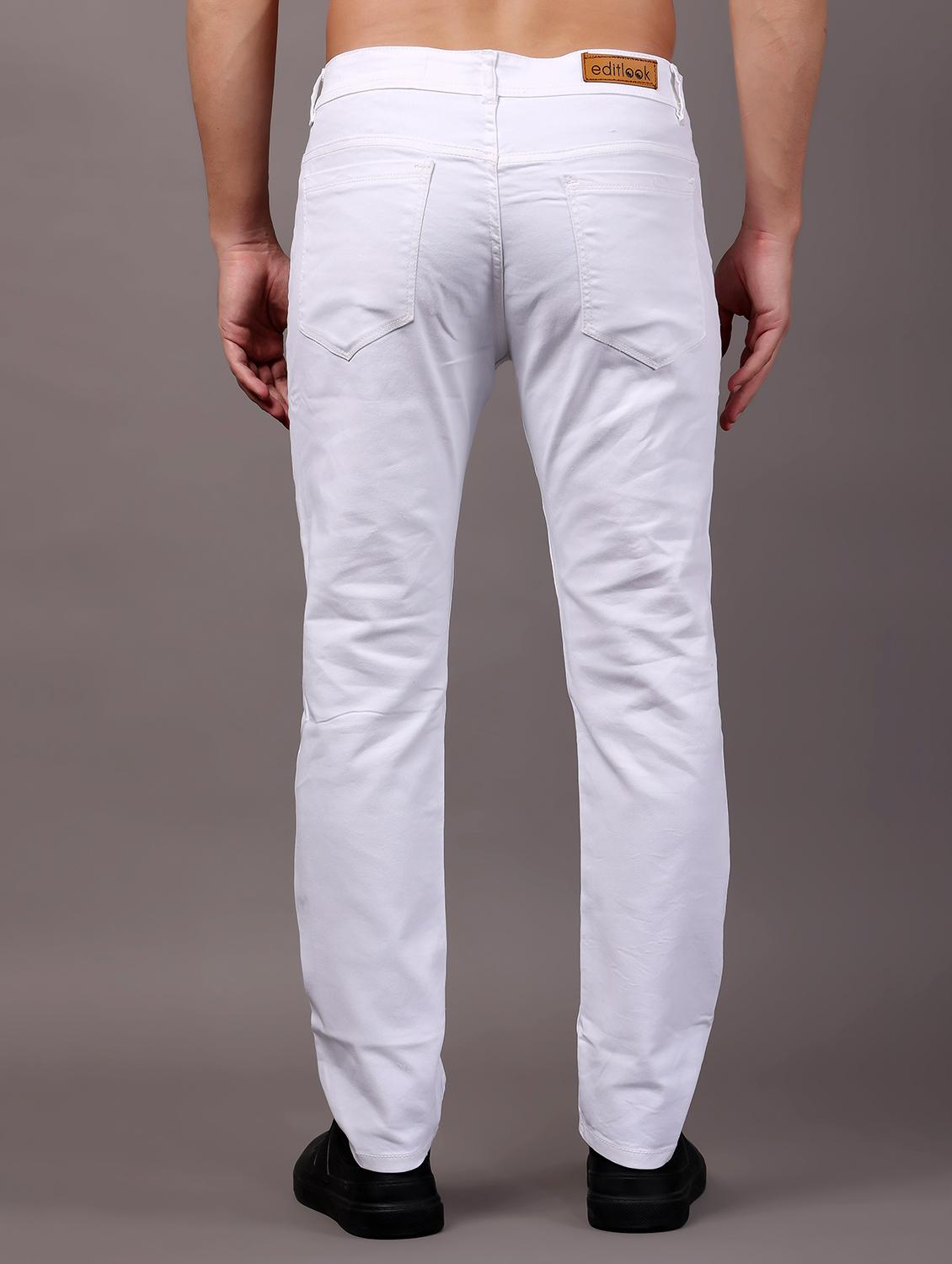 men white slash knee mid rise full length jeans - 21980964 - Standard Image - 2