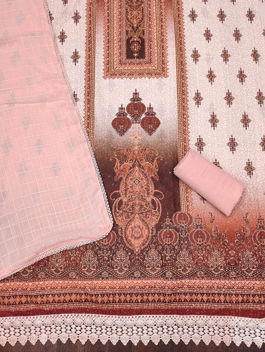 women printed embroidered unstitched suit set - 21980970 -  Standard Image - 2