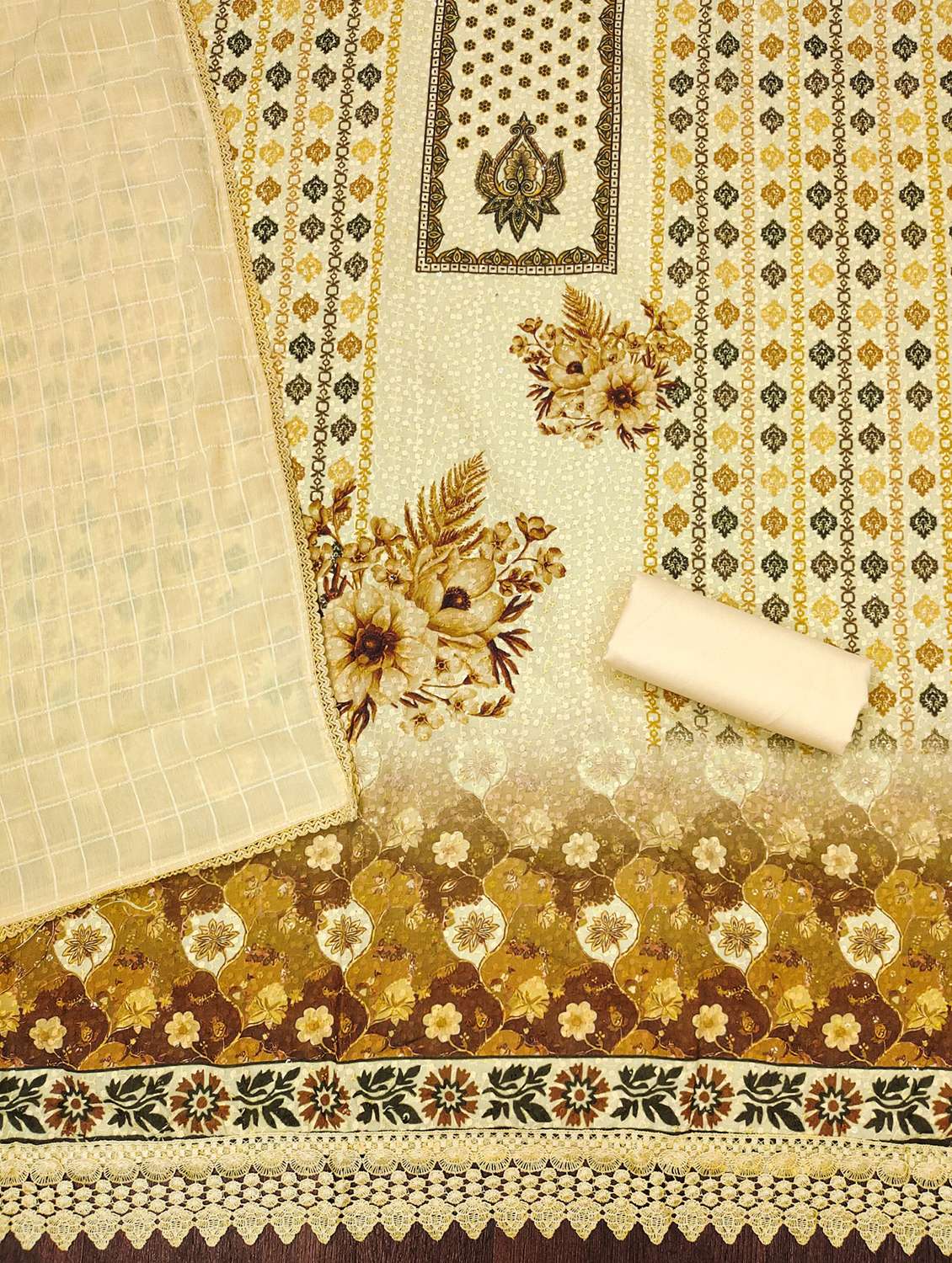 women printed embroidered unstitched suit set - 21980973 -  Standard Image - 2