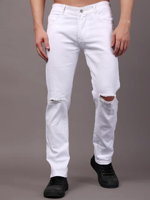 men solid slash knee mid rise slim fit jean - 21980986 - Standard Image - 0
