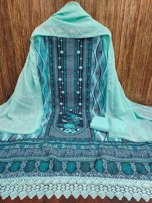 women printed embroidered unstitched suit set - 21980991 - Standard Image - 0