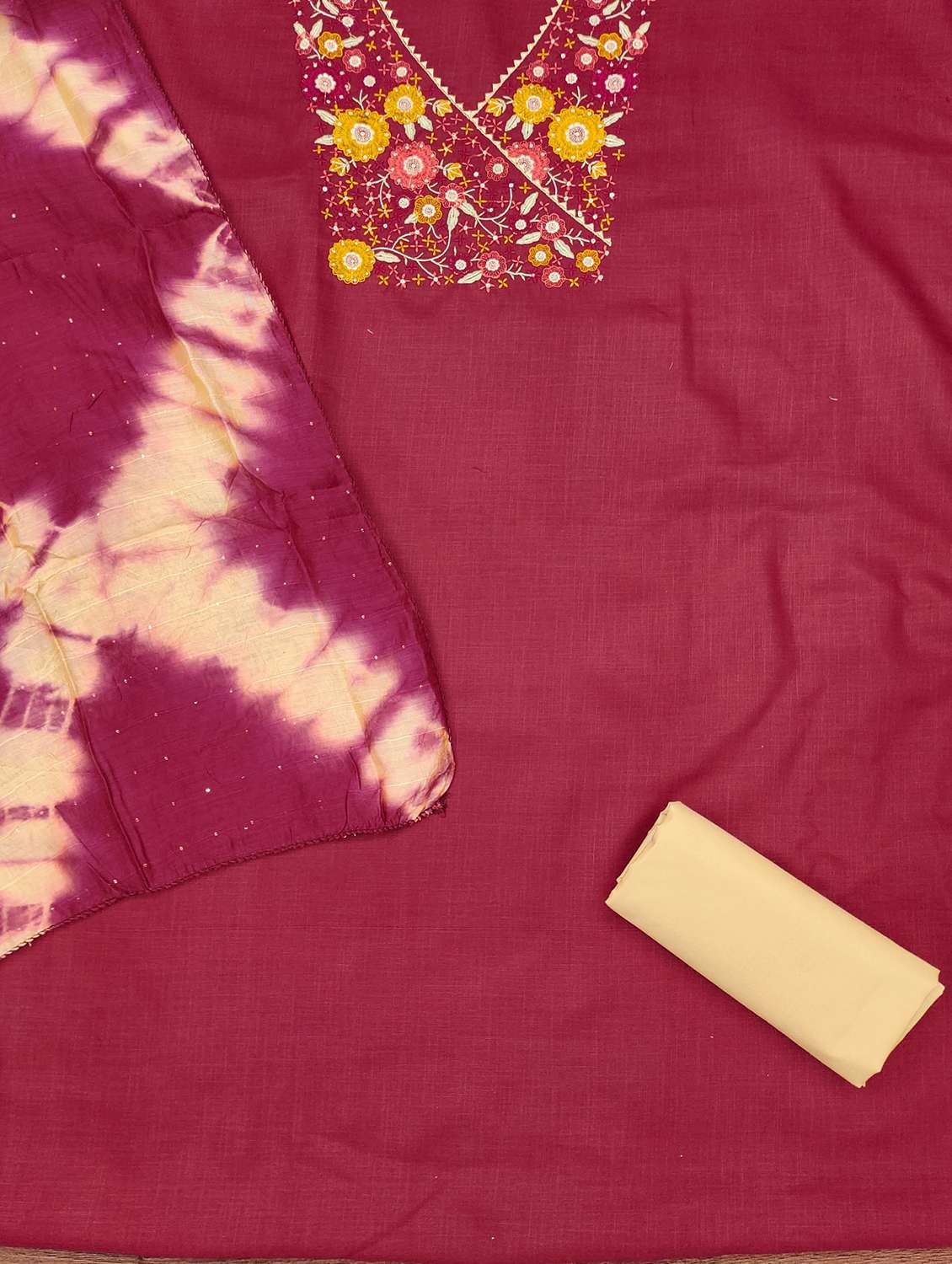 women solid with work embroidered unstitched suit set - 21980999 -  Standard Image - 2