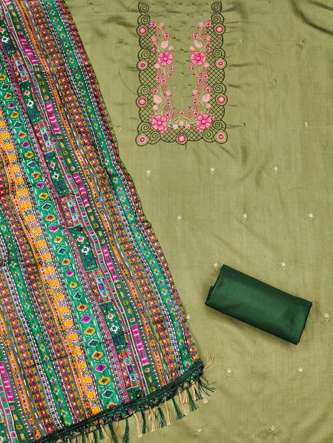 women solid with work embroidered unstitched suit set - 21981006 -  Standard Image - 2