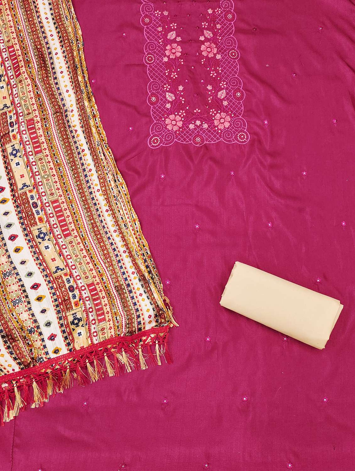 women solid with work embroidered unstitched suit set - 21981007 -  Standard Image - 2