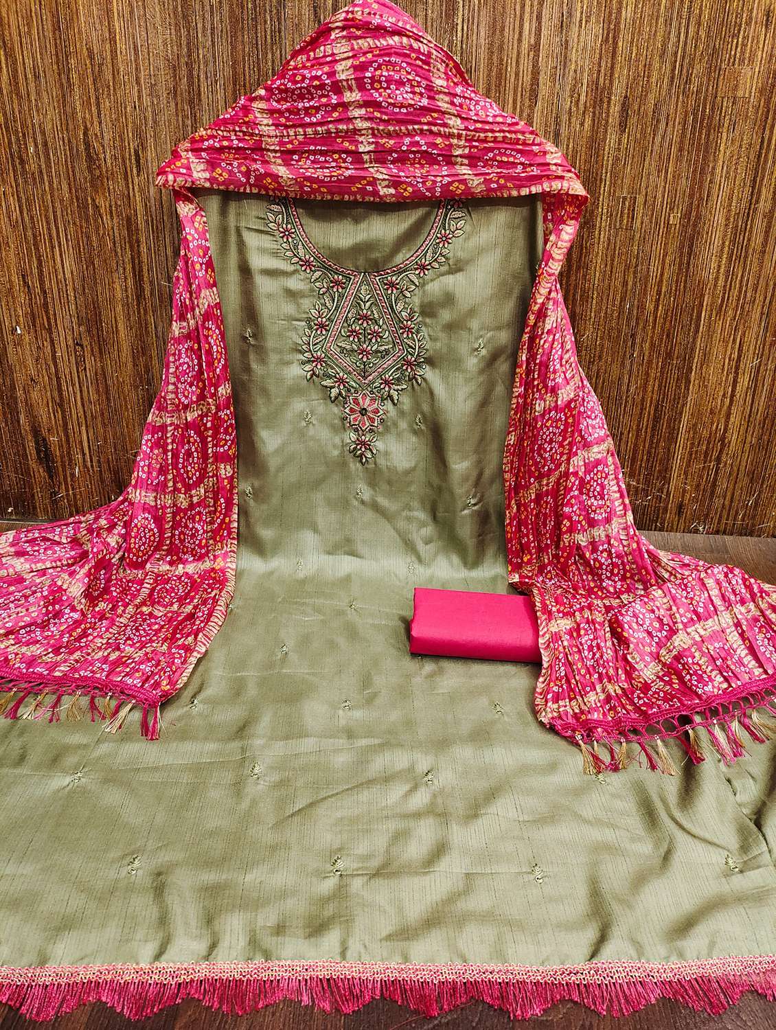 women solid with work embroidered unstitched suit set - 21981014 -  Standard Image - 2