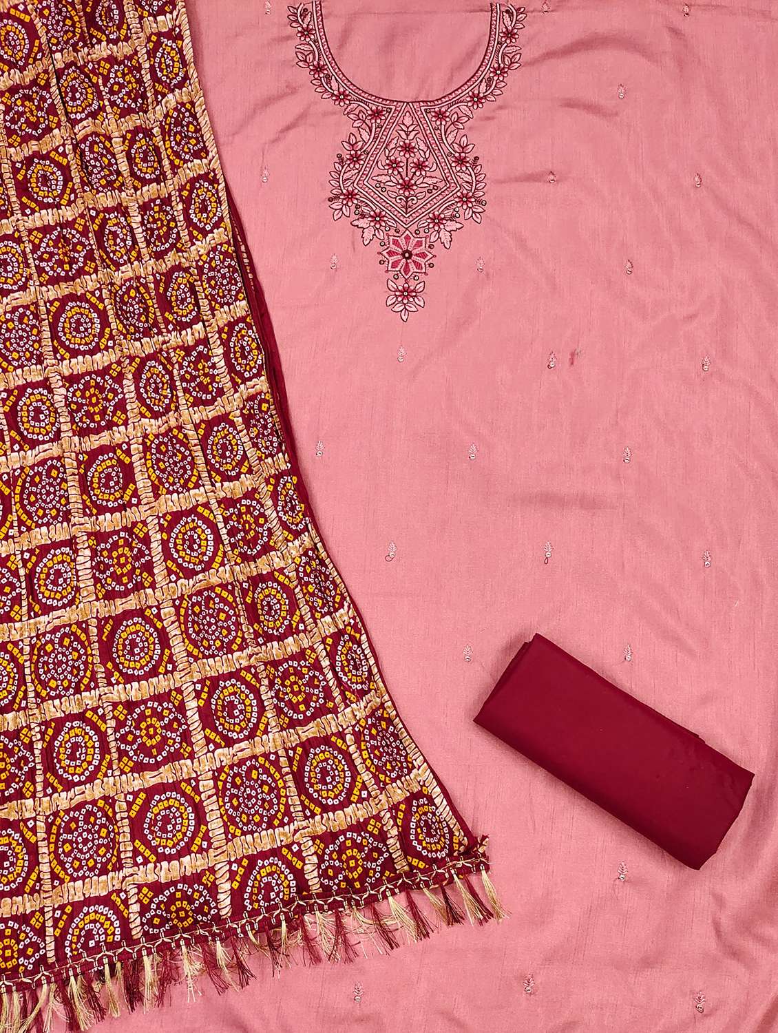 women solid with work embroidered unstitched suit set - 21981015 -  Standard Image - 2