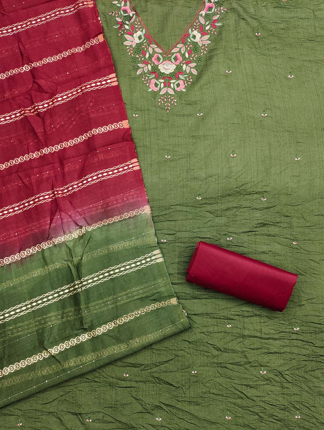 women solid with work embroidered unstitched suit set - 21981027 -  Standard Image - 2