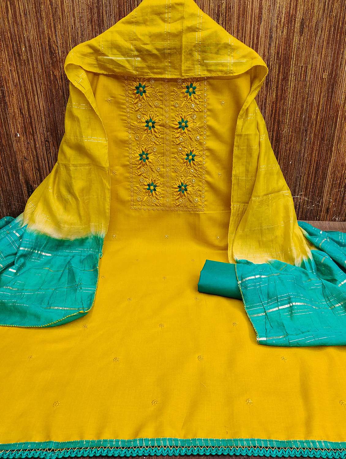 women solid with work embroidered unstitched suit set - 21981031 -  Standard Image - 2