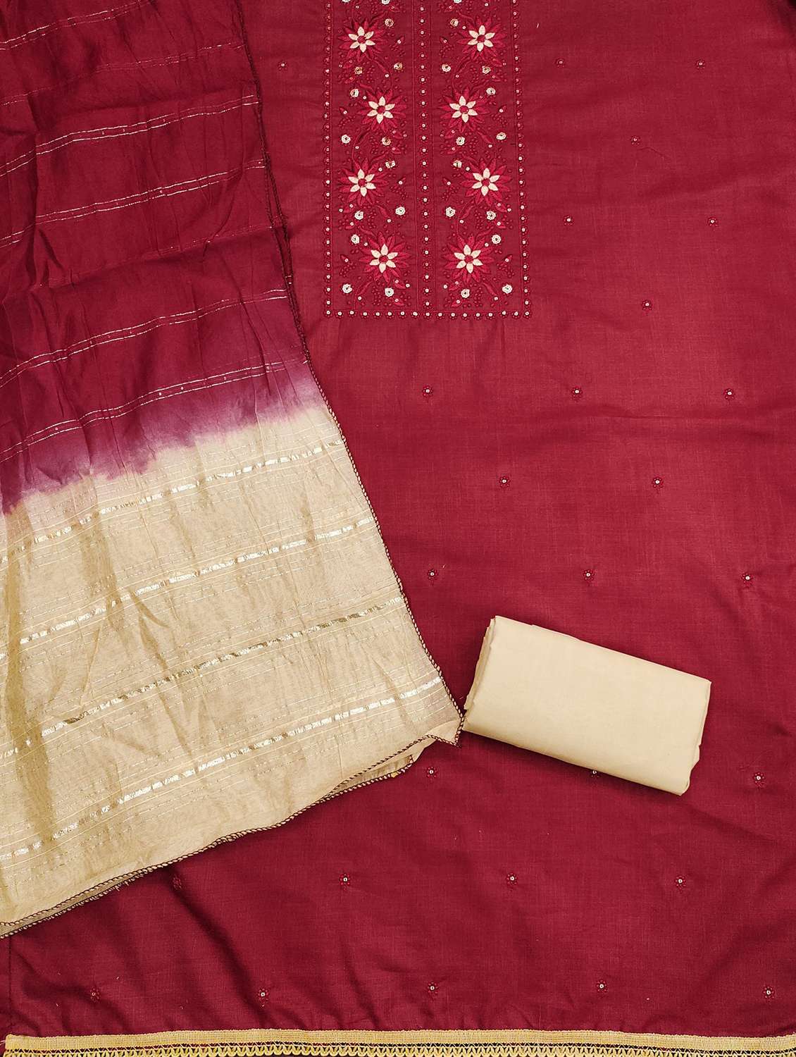 women solid with work embroidered unstitched suit set - 21981032 -  Standard Image - 2